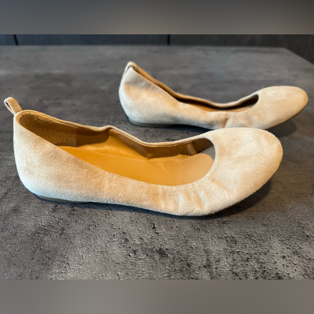 J Crew Tan/Beige Suede Anya Ballet Flats, Size 5